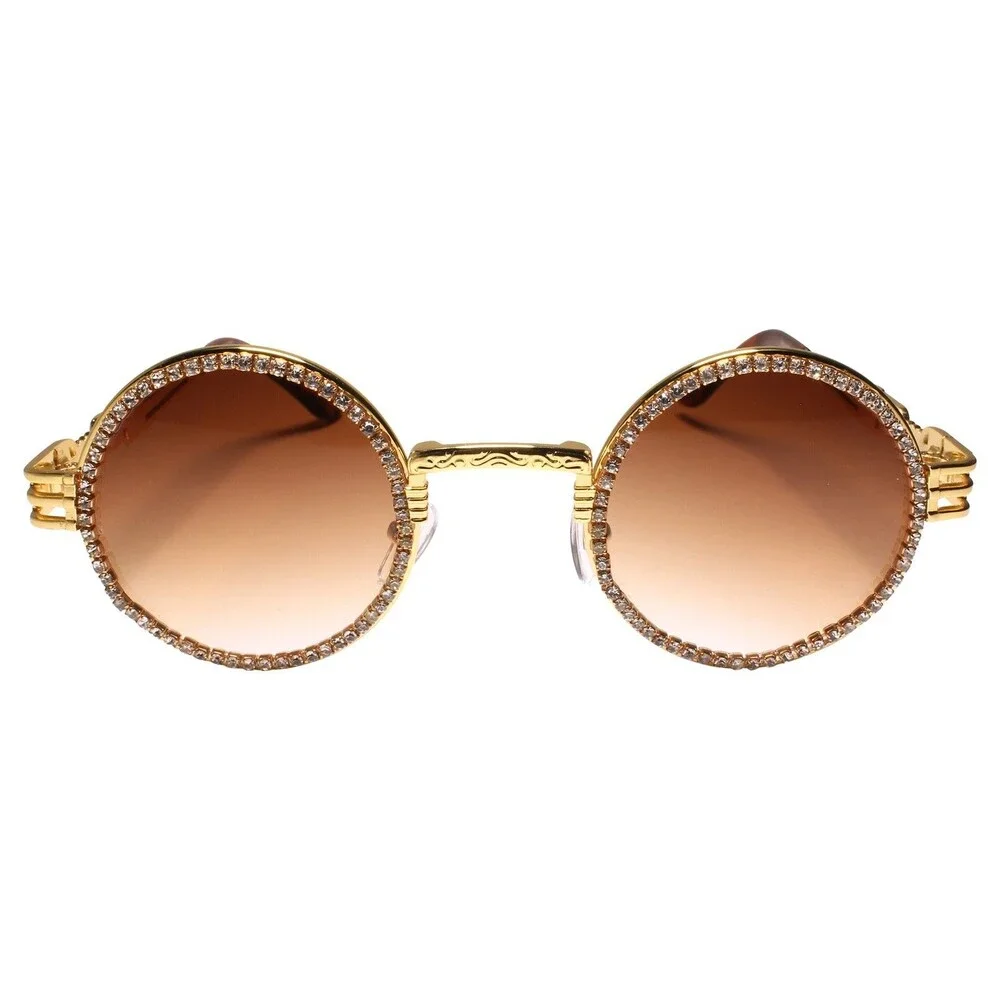 Crystals on Gold Rim Hip Hop Rapper DJ Sunglasses That Exude Elegance and Class